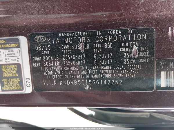 2016 KIA SEDONA LX