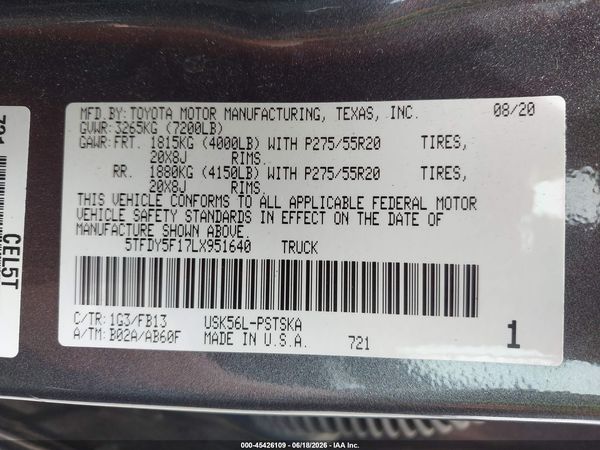2020 TOYOTA TUNDRA SR5