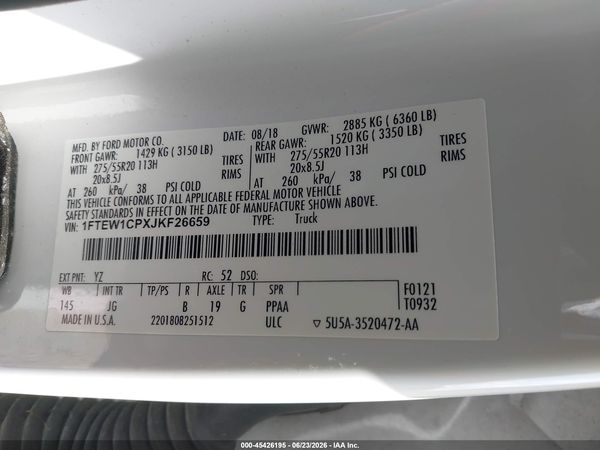 2018 FORD F-150 LARIAT/XL/XLT