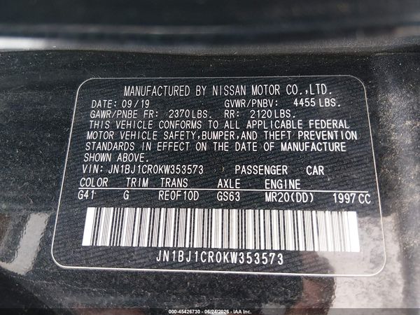 2019 NISSAN ROGUE SPORT SV