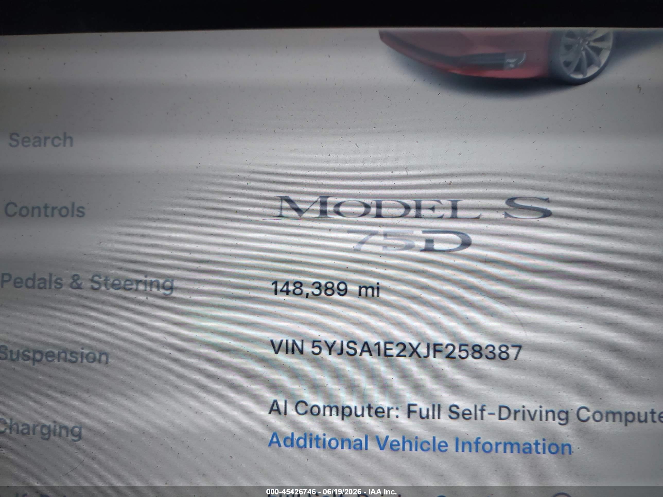 2018 TESLA MODEL S 100D/75D/P100D