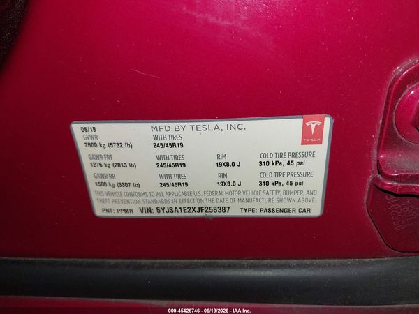 2018 TESLA MODEL S 100D/75D/P100D