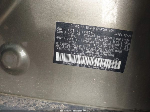 2022 SUBARU OUTBACK ONYX EDITION XT