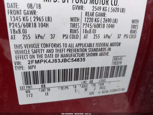 2018 FORD EDGE SEL — I9