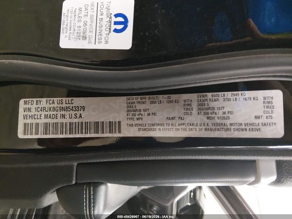 2022 JEEP GRAND CHEROKEE L LIMITED 4X4