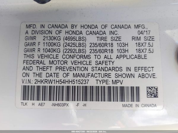 2017 HONDA CR-V EX