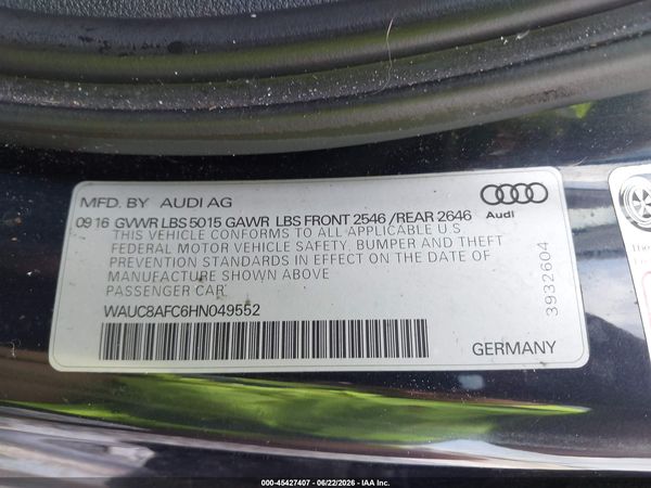 2017 AUDI A6 PREMIUM
