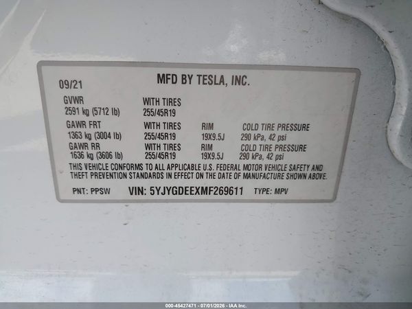 2021 TESLA MODEL Y