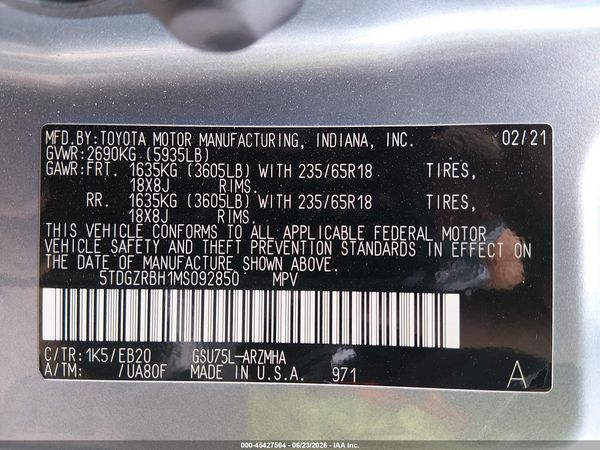 2021 TOYOTA HIGHLANDER XLE