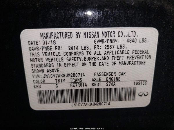 2018 INFINITI Q50 2.0T PURE