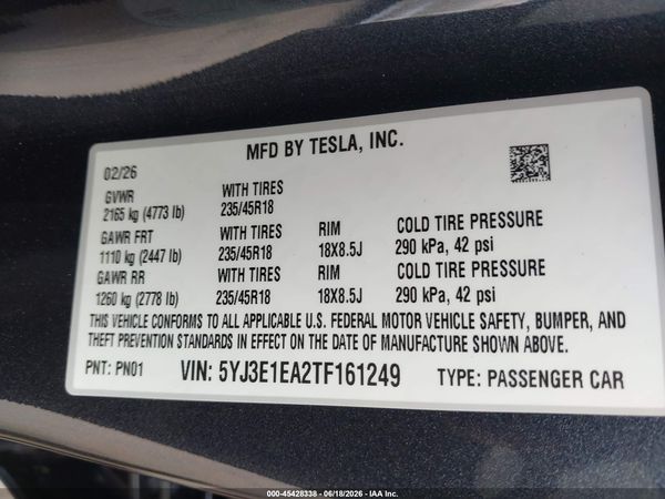 2026 TESLA MODEL 3
