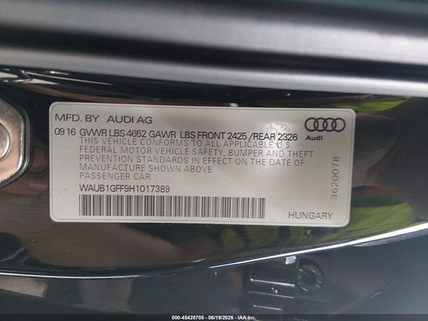 2017 AUDI S3 PREMIUM PLUS