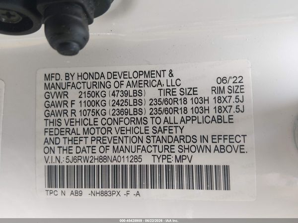 2022 HONDA CR-V AWD EX-L
