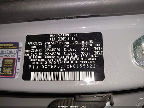 2022 KIA SORENTO SX