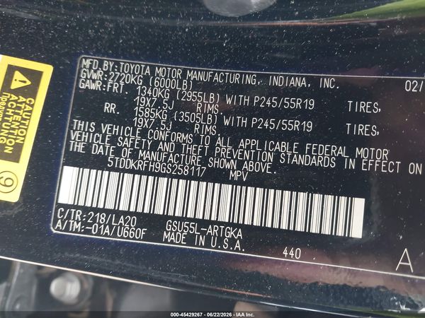 2016 TOYOTA HIGHLANDER LIMITED V6