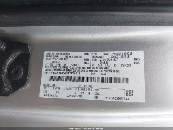 2019 FORD F-150 XL