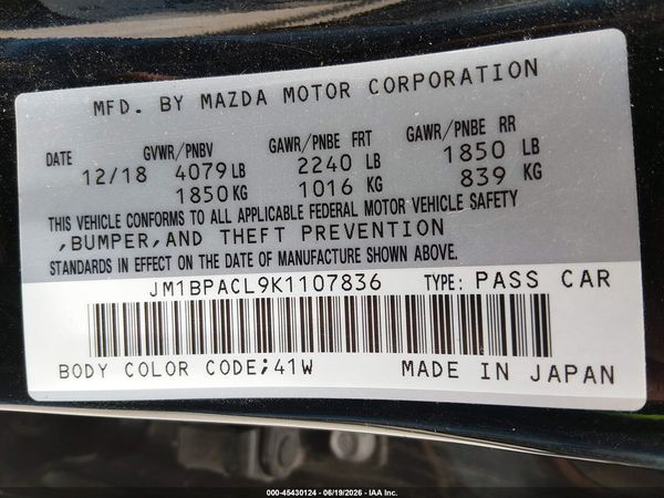 2019 MAZDA MAZDA3 SELECT PACKAGE
