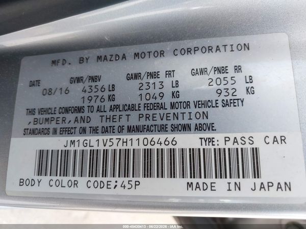 2017 MAZDA MAZDA6 TOURING