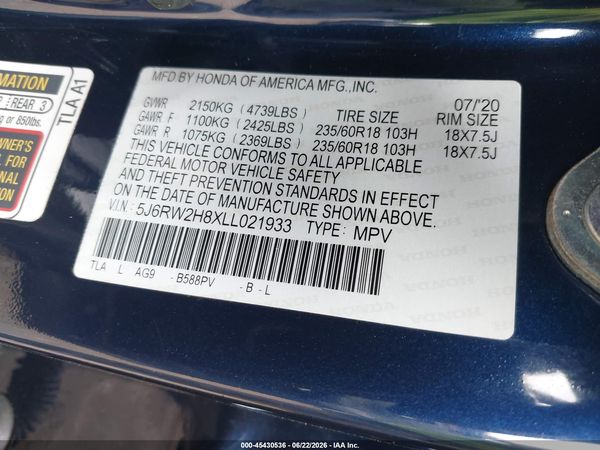 2020 HONDA CR-V AWD EX-L