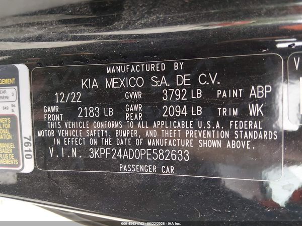 2023 KIA FORTE LXS