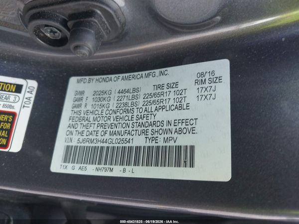 2016 HONDA CR-V SE