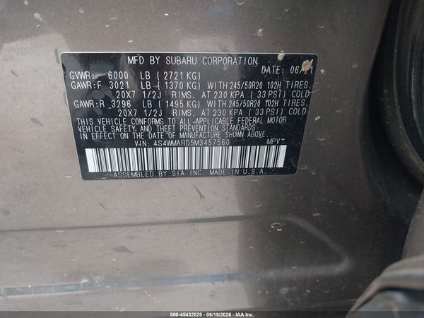 2021 SUBARU ASCENT TOURING