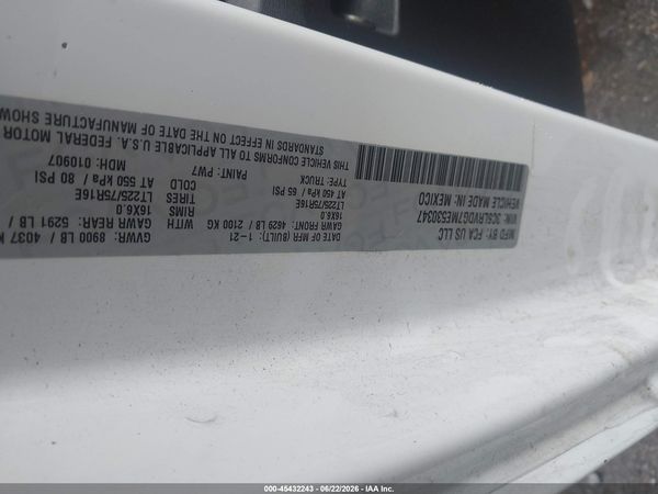 2021 RAM PROMASTER 2500 HIGH ROOF 159 WB