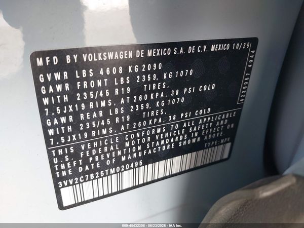 2026 VOLKSWAGEN TAOS SE BLACK — I9