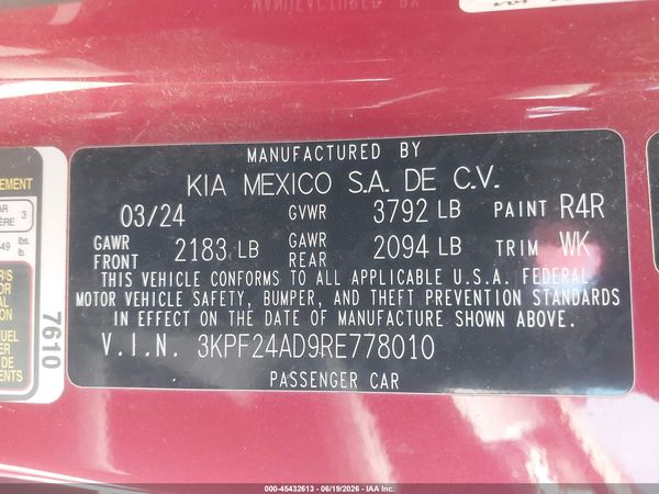 2024 KIA FORTE LXS
