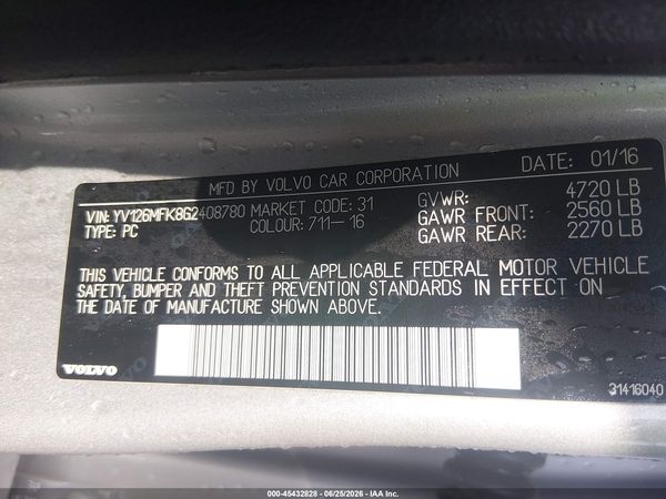 2016 VOLVO S60 T5 DRIVE-E PREMIER