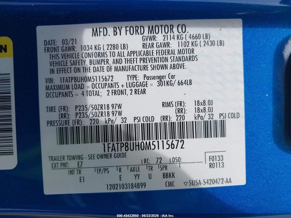2021 FORD MUSTANG ECOBOOST PREMIUM