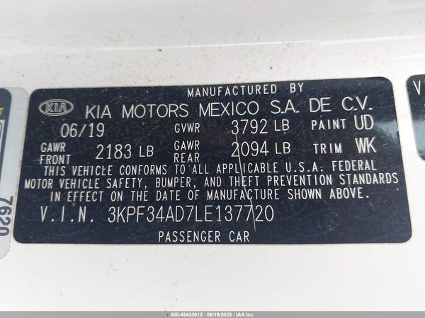 2020 KIA FORTE GT-LINE