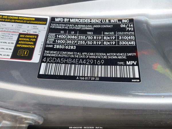 2014 MERCEDES-BENZ ML 350 4MATIC