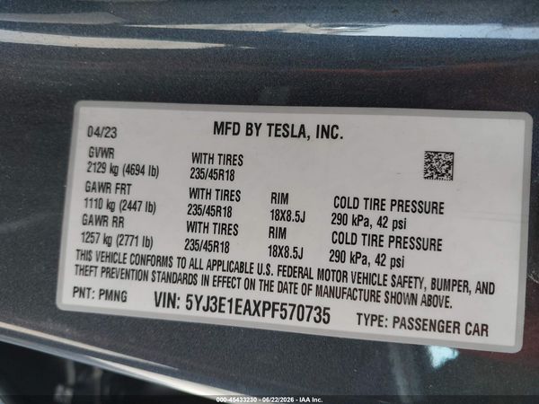 2023 TESLA MODEL 3 REAR-WHEEL DRIVE