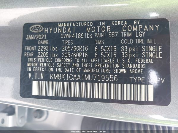 2021 HYUNDAI KONA SE