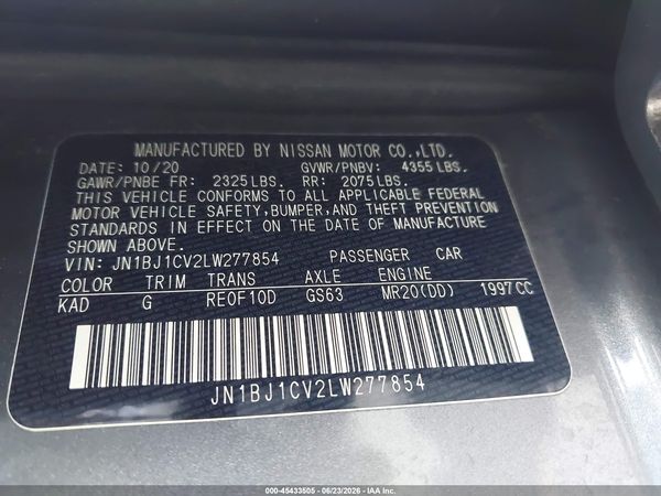 2020 NISSAN ROGUE SPORT SV FWD XTRONIC CVT