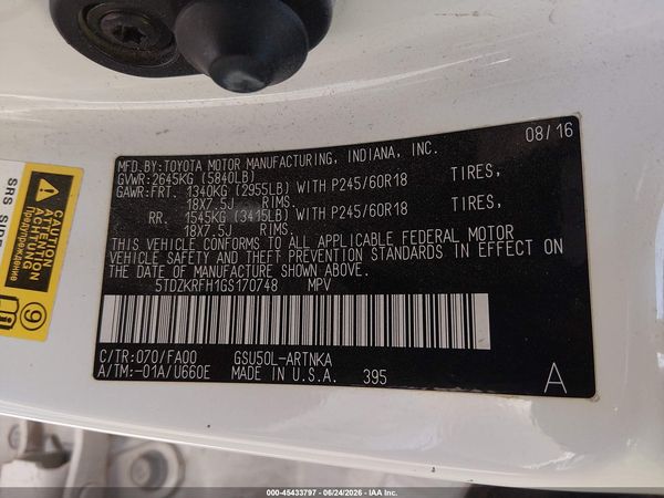 2016 TOYOTA HIGHLANDER LE PLUS V6