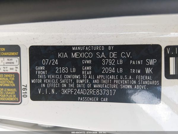 2024 KIA FORTE LXS