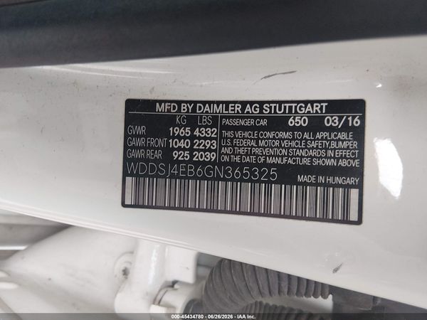 2016 MERCEDES-BENZ CLA 250 CLA250