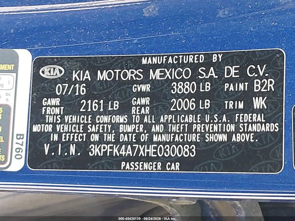 2017 KIA FORTE LX