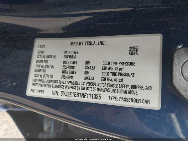 2022 TESLA MODEL 3