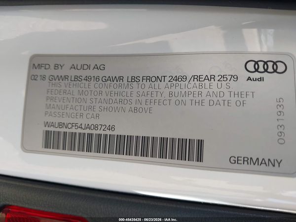 2018 AUDI A5 2.0T PREMIUM