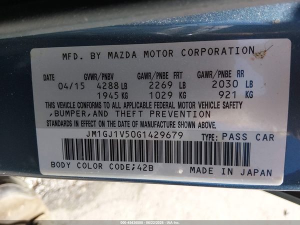 2016 MAZDA MAZDA6 I TOURING