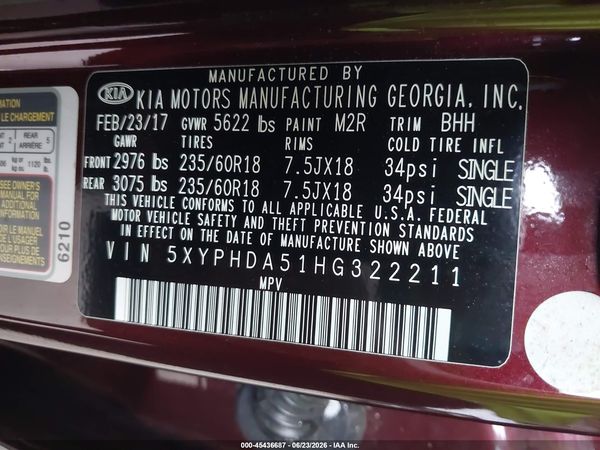 2017 KIA SORENTO 3.3L EX
