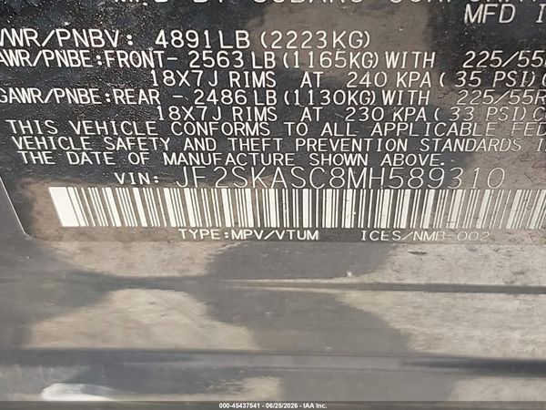 2021 SUBARU FORESTER LIMITED — I9