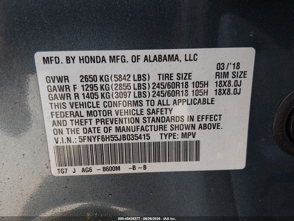 2018 HONDA PILOT EX-L