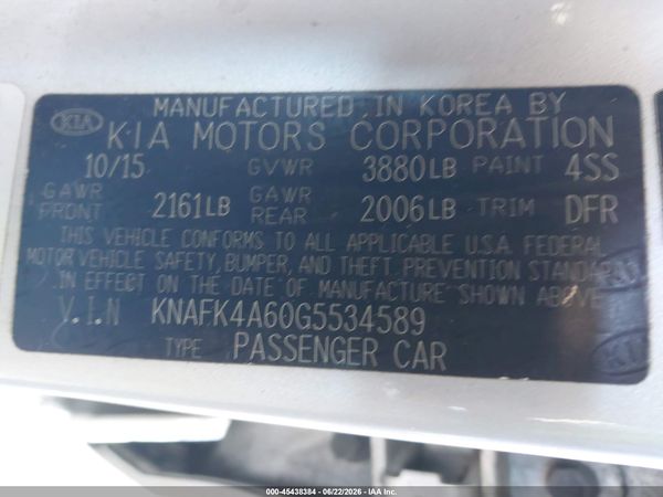2016 KIA FORTE LX