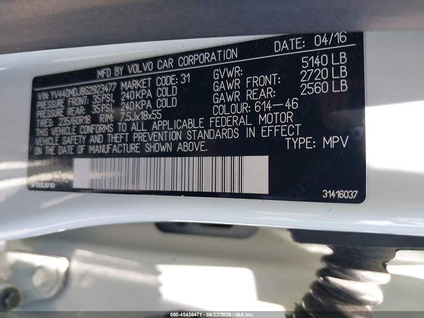2016 VOLVO XC60 T5 DRIVE-E