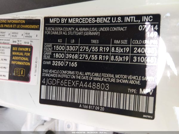 2015 MERCEDES-BENZ GL 450 4MATIC