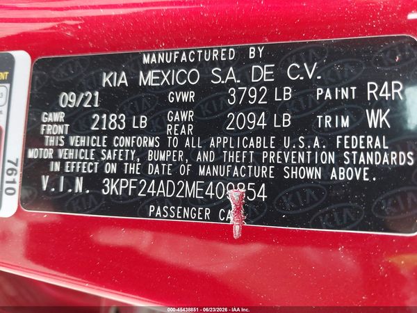 2021 KIA FORTE LXS